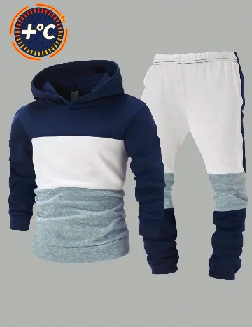 Compleu Shein Kids, albastru/alb/gri