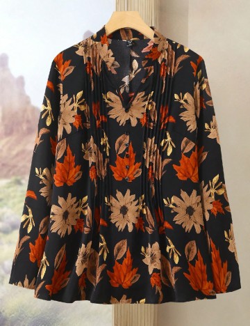 Bluza SHEIN CURVE, negru floral