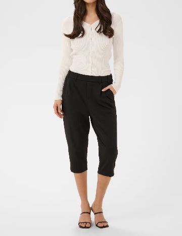 Pantaloni trei sferturi Kaffe, negru
