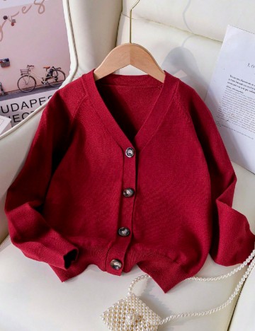 Cardigan Shein Kids, rosu
