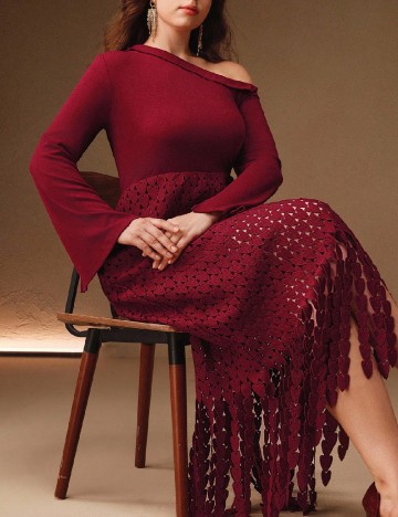 Rochie lunga Anewsta Curve, rosu