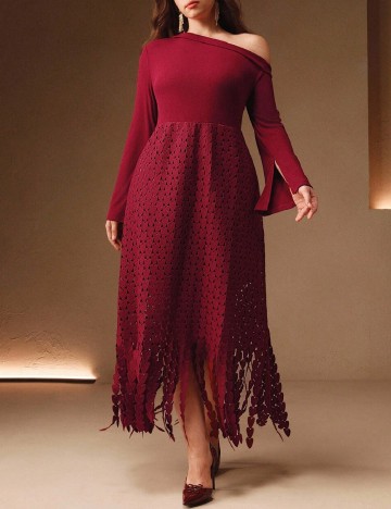 Rochie lunga Anewsta Curve, rosu