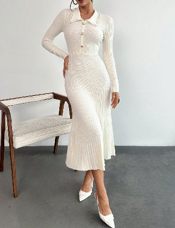 Rochie medie SHEIN, ecru