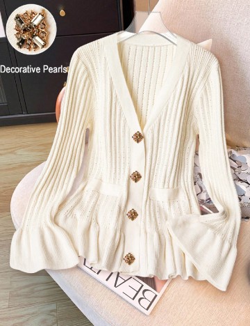 Cardigan SHEIN CURVE, ecru