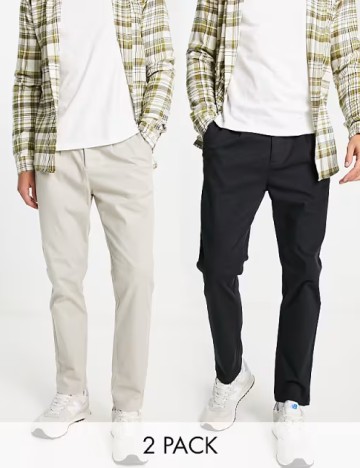 Set pantaloni 2 perechi ASOS, negru/bej