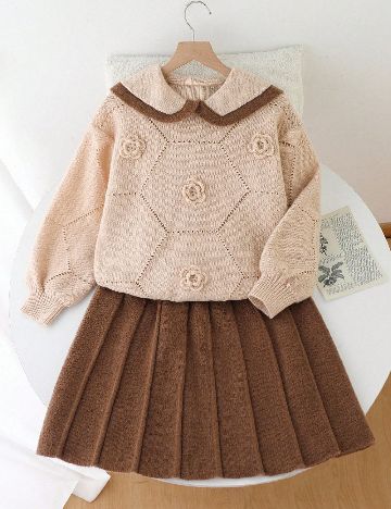 Compleu Shein Kids, maro/crem