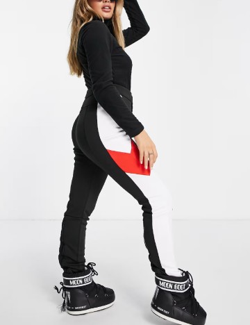 Pantaloni de ski Threadbare, negru/alb