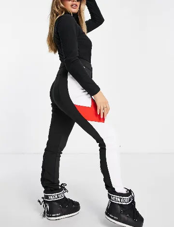 Pantaloni de ski Threadbare, negru/alb