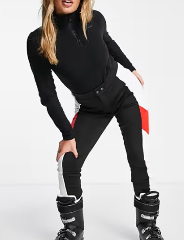 Pantaloni de ski Threadbare, negru/alb