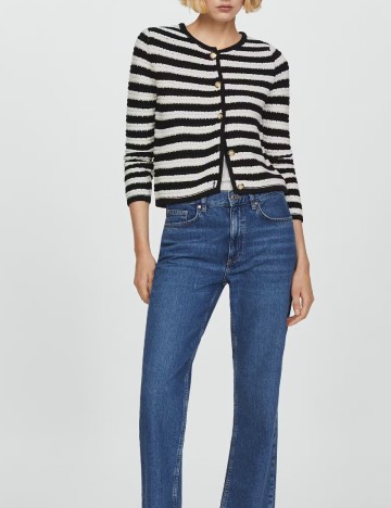 Cardigan Mango, alb/negru
