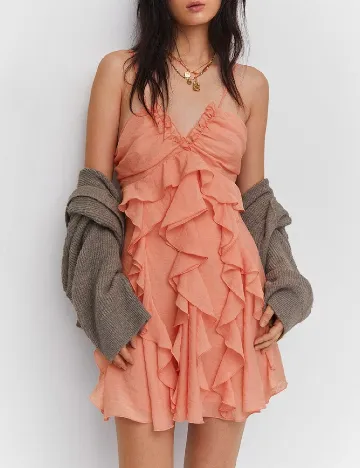 Rochie scurta Mango, corai