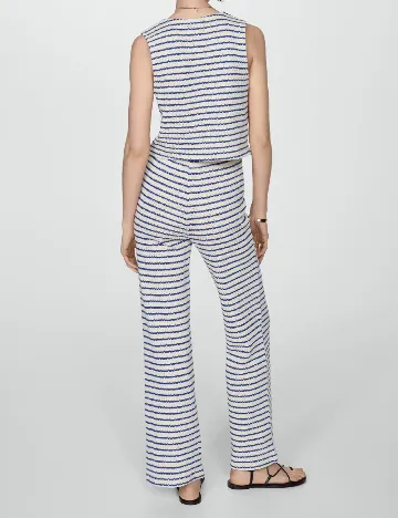 Pantaloni Mango, alb/albastru