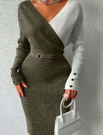 Rochie scurta SHEIN, alb/verde