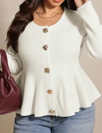 Cardigan SHEIN CURVE, ecru