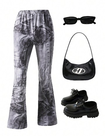 Pantaloni Shein Kids, gri