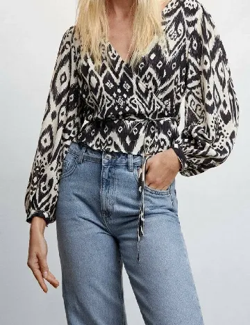 Bluza Mango, negru/crem