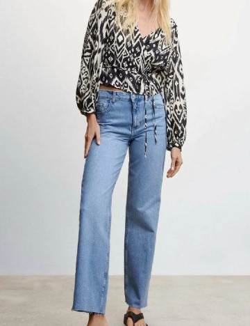 Bluza Mango, negru/crem