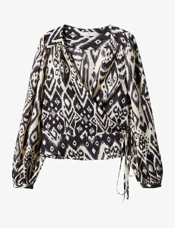 Bluza Mango, negru/crem