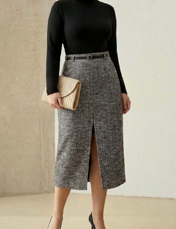 Fusta MOTF Plus Size, maro