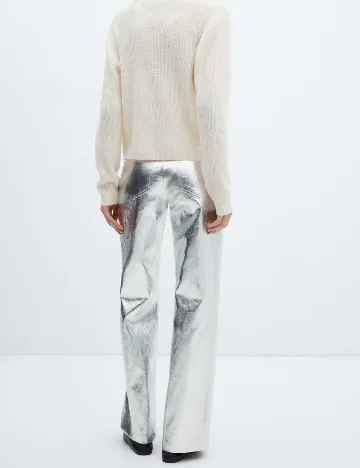 Pantaloni Mango, argintiu