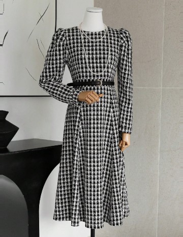 Rochie medie SHEIN, alb/negru