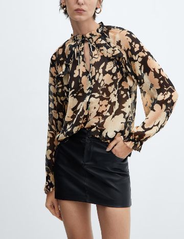 Bluza Mango, crem/negru