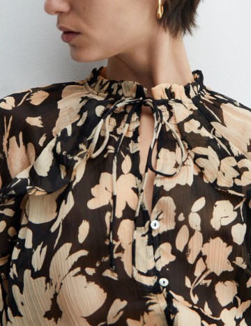 Bluza Mango, crem/negru