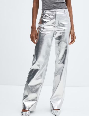 Pantaloni Mango, argintiu