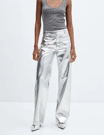 Pantaloni Mango, argintiu
