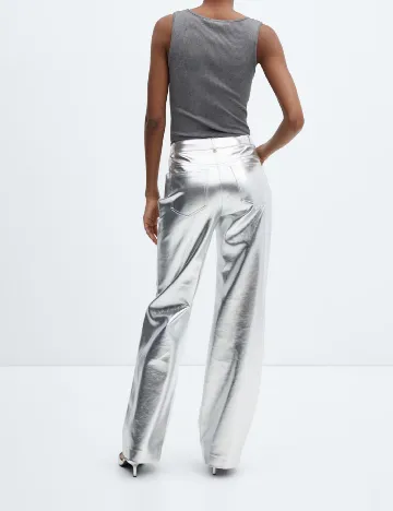 Pantaloni Mango, argintiu