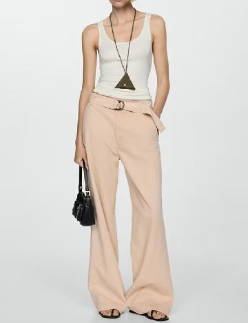 Pantaloni Mango, crem