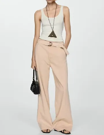 Pantaloni Mango, crem