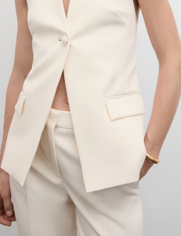 Pantaloni Mango, crem