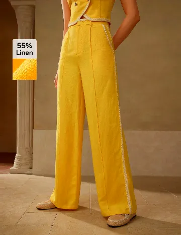 Pantaloni MOTF, galben