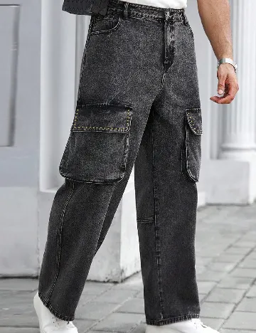 Blugi SHEIN Plus Size Men, gri inchis