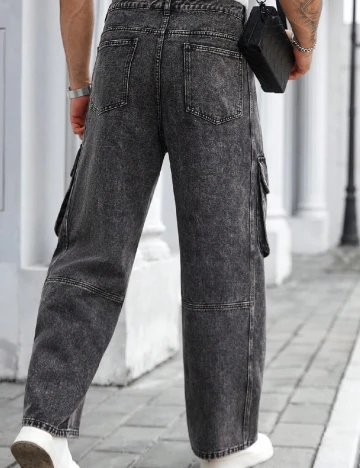 Blugi SHEIN Plus Size Men, gri inchis