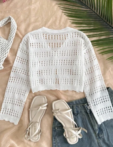 Cardigan Shein Kids, alb