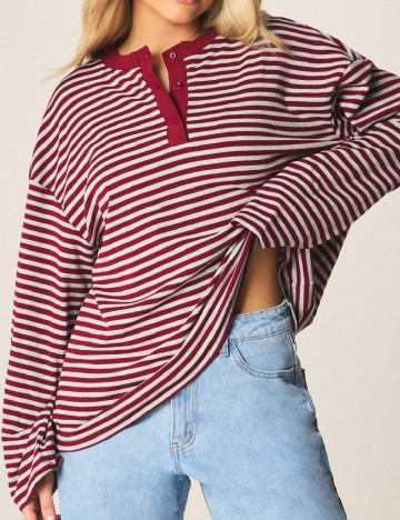 Bluza Oversize Missguided, rosu/gri