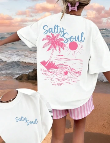 Tricou Shein Kids, alb