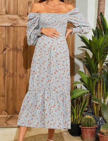 Rochie medie SHEIN Maternity, albastru