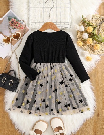Rochie Shein Kids, negru/crem