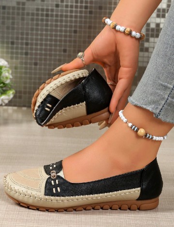 Balerini SHEIN, crem/negru