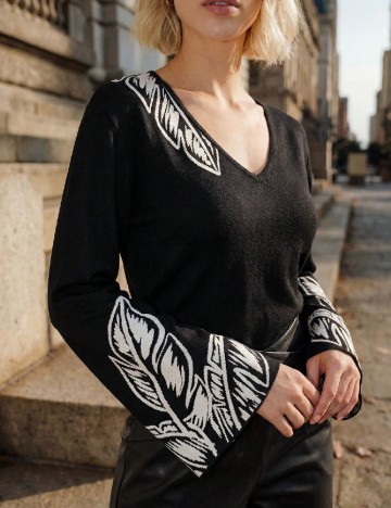 Bluza Cajuni, negru/alb