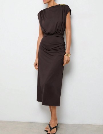 Rochie medie SHEIN, maro inchis
