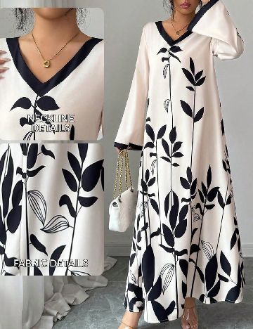 Rochie lunga SHEIN, crem/negru