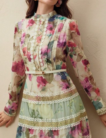 Rochie lunga Anewsta, floral print