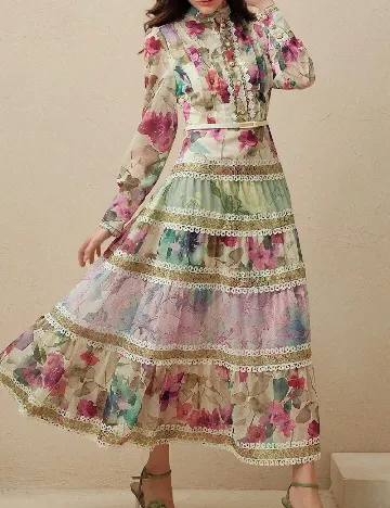 Rochie lunga Anewsta, floral print