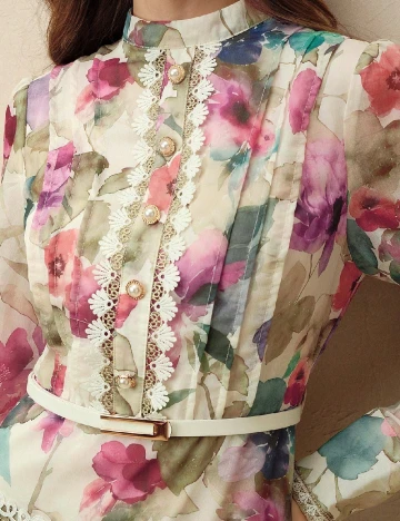 Rochie lunga Anewsta, floral print