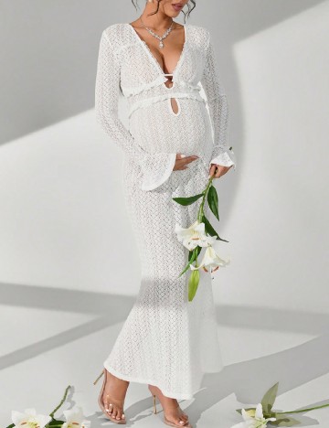 Rochie lunga SHEIN Maternity, alb