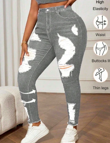 Blugi SHEIN CURVE, gri
